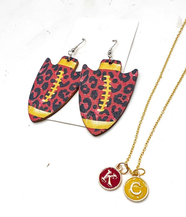 Red Yellow Gold KC Initial Necklace Chiefs