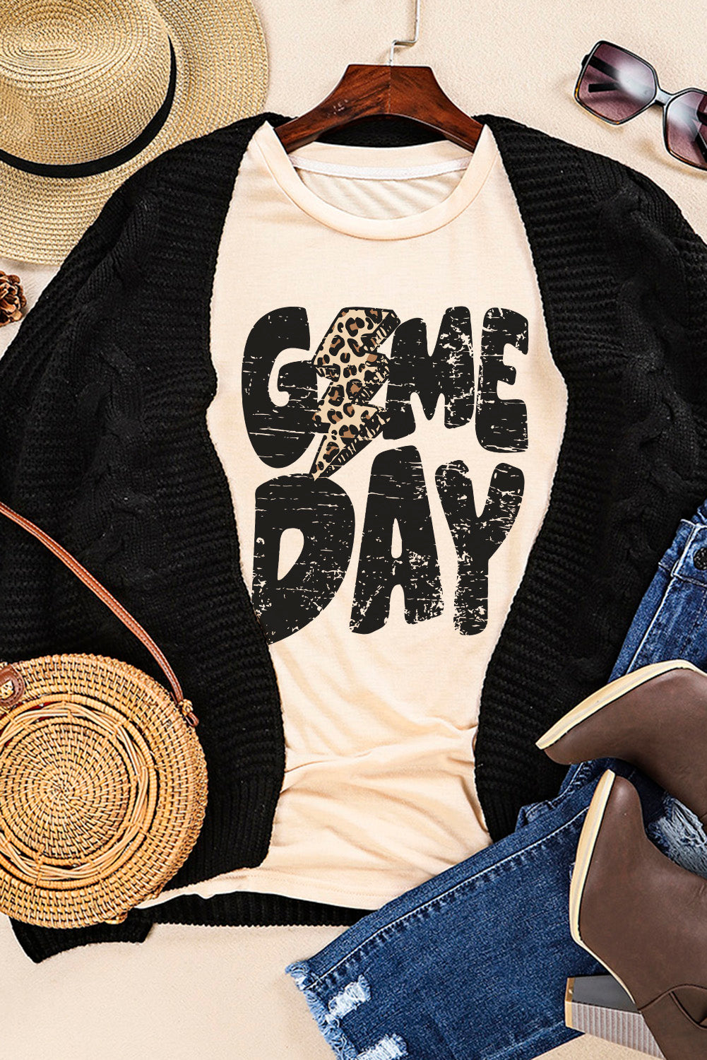 Game Day Rugby Football Season Leopard Lightning T Shirt