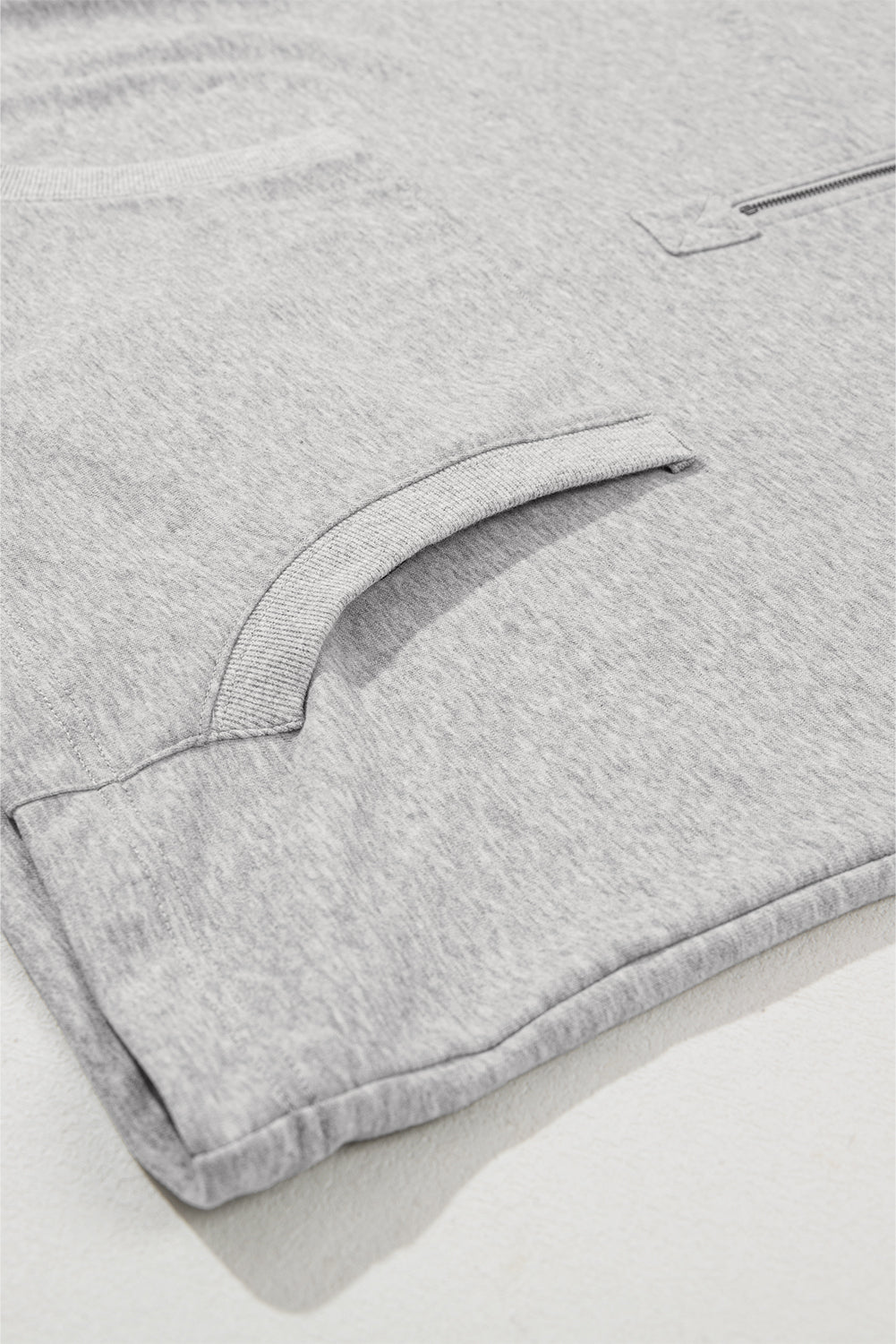 Bonbon Solid Kangaroo Pocket Half Zipper Oversized Hoodie