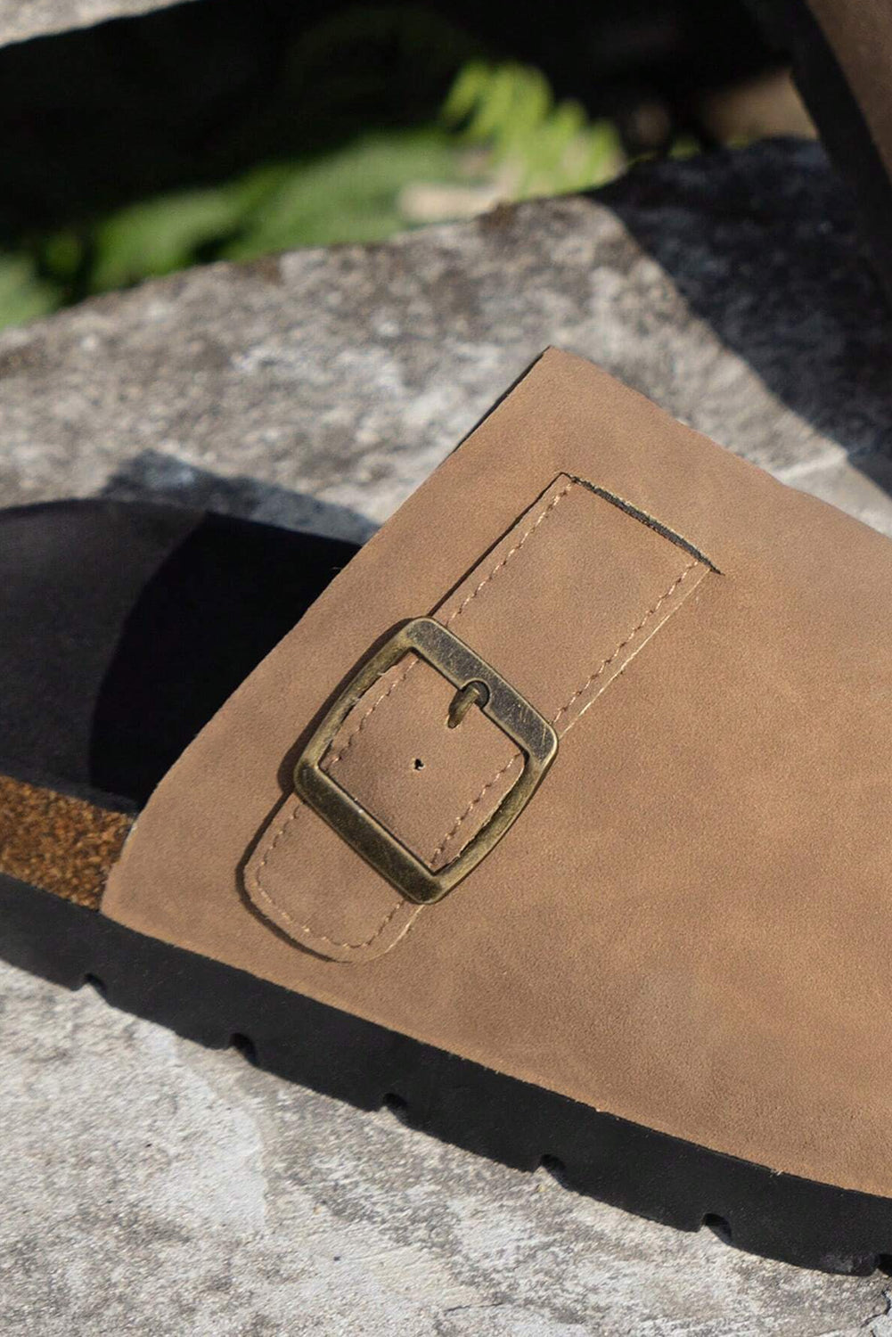 Suede Buckle Detail Slippers