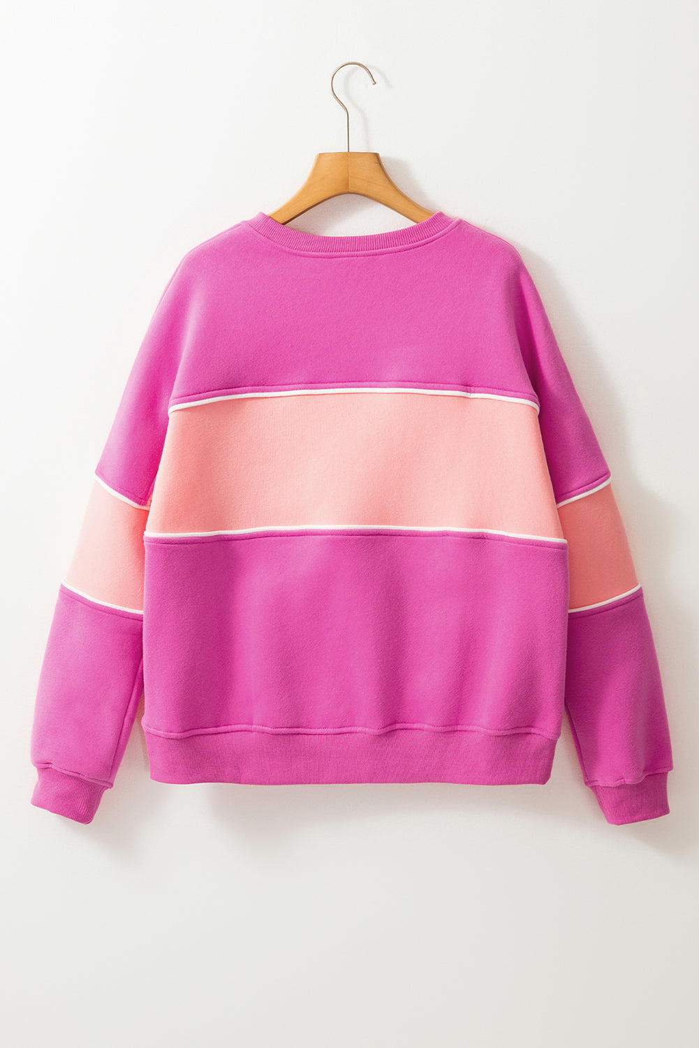 Colorblock Patchwork Drop Shoulder Ribbed Trim Sweatshirt