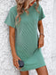 Mandy Ribbed Striped Short Sleeve Mini Tee Dress