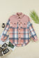 Cinnamon Plaid Corduroy Patchwork Chest Pocket Shacket