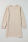 Black Solid Color Textured Long Sleeve Shift Dress