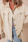 Chestnut Corduroy Flap Pocket Button Up Shacket
