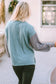 Gray Colorblock Striped Bishop Sleeve Top