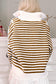 Black Stripe Zip Up Collar Drop Sleeve Sweater