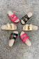 Beige Suede Buckle Decor Footbed Sandal Slippers