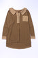 Red Waffle Pocket Seam Patchwork Loose Top