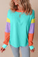 Colorblock Patchwork Long Sleeve Loose Top