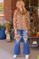 Pink Animal Print Stitching Loose Long Sleeve Top