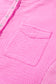 Bonbon Half Buttons Chest Pocket Drop Sleeve Plus Size Top