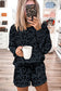 Gray Leopard Long Sleeve Top & Tie Shorts Two Piece Set