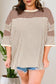 Pink Stripe Patchwork Bracelet Sleeve Plus Size T Shirt