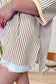 Pink Stripe Patchwork Bracelet Sleeve Plus Size T Shirt