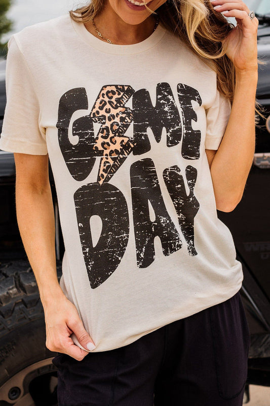 Game Day Rugby Football Season Leopard Lightning T Shirt