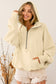 Yellow Ribbed Trim Kangaroo Pocket Zipped Hoodie