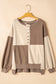 Pink Colorblock Henley High Low Oversize Sweatshirt