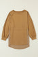 Crinkle Splicing Raw Hem High Low Oversized Blouse