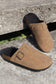 Suede Buckle Detail Slippers