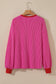 Bright Pink Corded Contrast Edge Drop Shoulder Long Sleeve Top