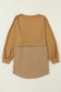 Crinkle Splicing Raw Hem High Low Oversized Blouse