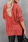 Waffle Knit Side Slit Drop Shoulder Sweatshirt