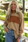 Gray Colorblock Striped Bishop Sleeve Top