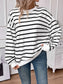 Lovelet Striped Round Neck Long Sleeve Sweatshirt