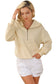 Yellow Ribbed Trim Kangaroo Pocket Zipped Hoodie
