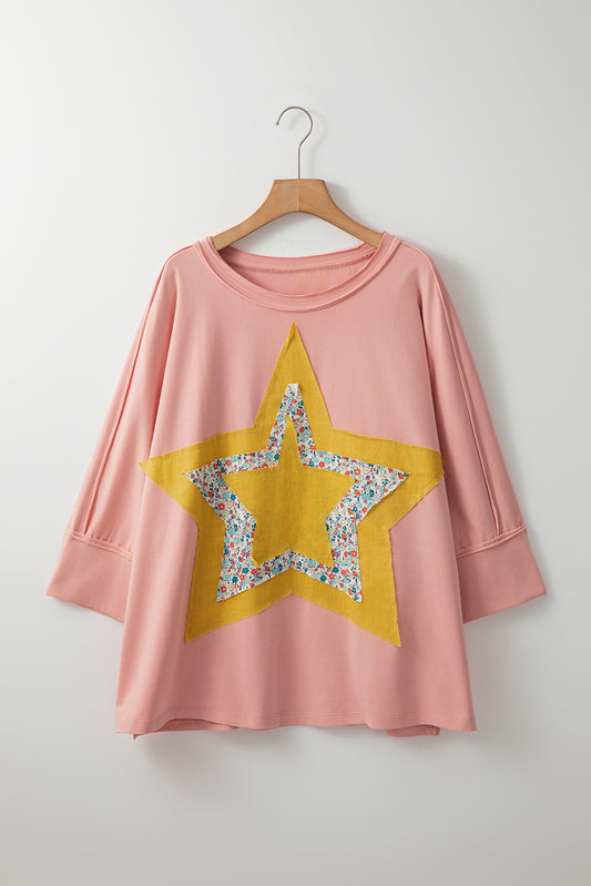 Floral Starbust Exposed Seam Mineral Wash Top