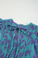 Abstract Print Puff Sleeve Tied Notched Neck Long Dress