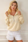 Yellow Ribbed Trim Kangaroo Pocket Zipped Hoodie