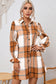 Plaid Pattern Collared Neck Ruffled Sleeve Shirt Dress