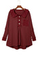 Red Waffle Pocket Seam Patchwork Loose Top