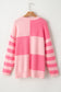 Checkered Colorblock Striped High Low Loose Sweater