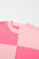 Checkered Colorblock Striped High Low Loose Sweater