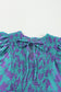 Abstract Print Puff Sleeve Tied Notched Neck Long Dress