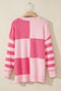 Checkered Colorblock Striped High Low Loose Sweater