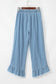 Myosotis Light Wash Raw Hem Ruffled Wide Leg Jeans