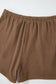 Casual Corded Knit Long Sleeve Top and High Waist Shorts Set