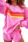 Black Colorful Striped Long Sleeve Pullover and Shorts Set