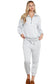 Gray Solid Color Half Zipped Top and Drawstring Pants Loungewear Set