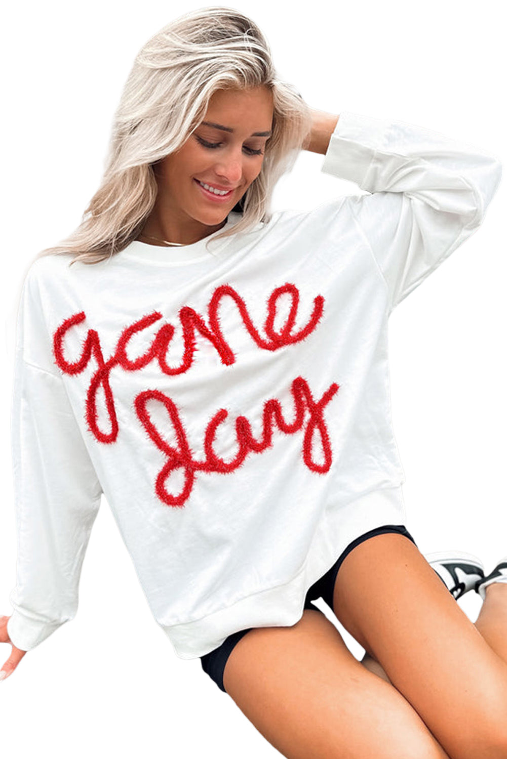 Tinsel Game Day Drop Shoulder Graphic Sweatshirt
