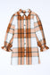 Plaid Pattern Collared Neck Ruffled Sleeve Shirt Dress
