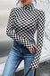 Black Checkered Printed Long Sleeve High Neck Bodysuit