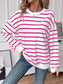 Lovelet Striped Round Neck Long Sleeve Sweatshirt