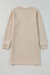 Black Solid Color Textured Long Sleeve Shift Dress