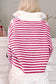 Black Stripe Zip Up Collar Drop Sleeve Sweater