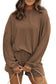 Casual Corded Knit Long Sleeve Top and High Waist Shorts Set